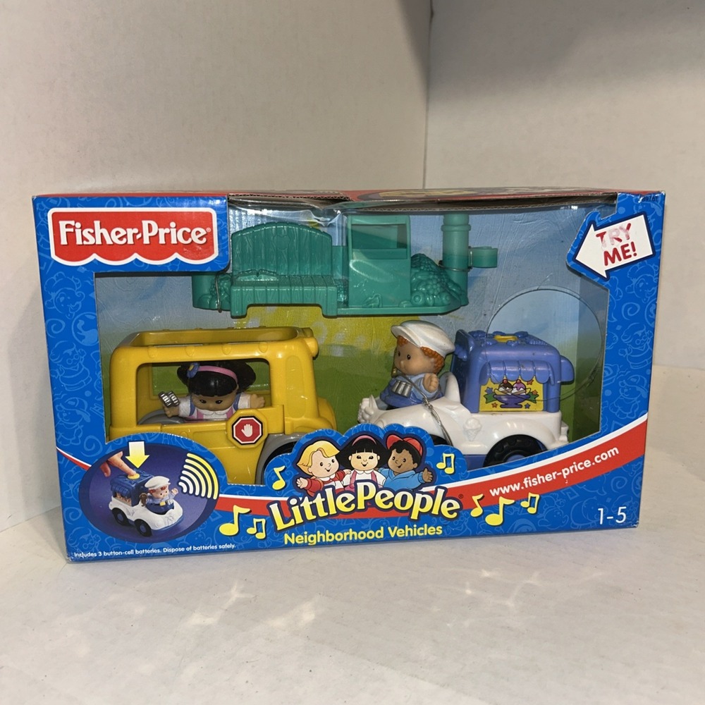 Fisher‎ Price Little People Neighborhood Vehicles Ice Cream Truck & Bus New
